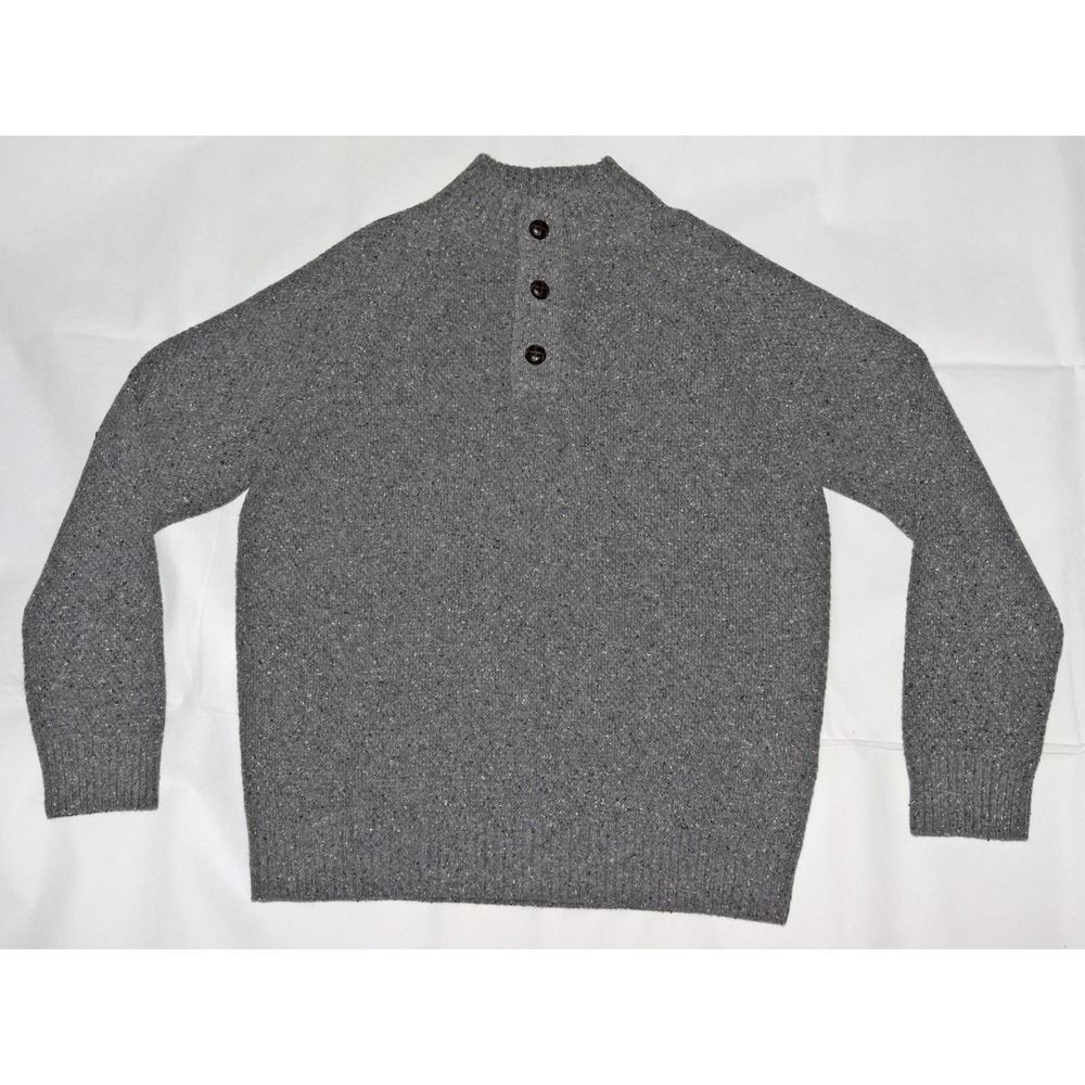 UNTUCKit Men's Wool Blend Henley‎ Mock Neck Pullover Gray Sweater Size Large